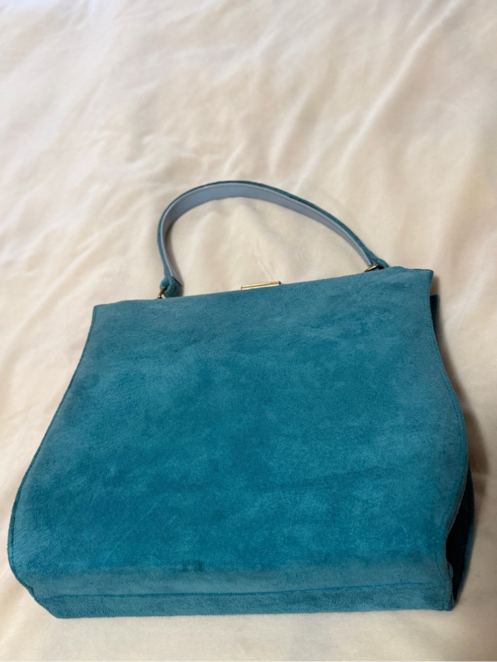 Vintage 1960’s Mar Shel Teal Suede Top-Handle Women's HandBag Purse